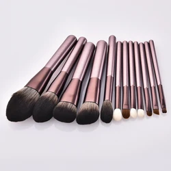 2023  Hot Selling 12 pcs grapelet wood handle  shimmer handle cosmetic makeup brush sets