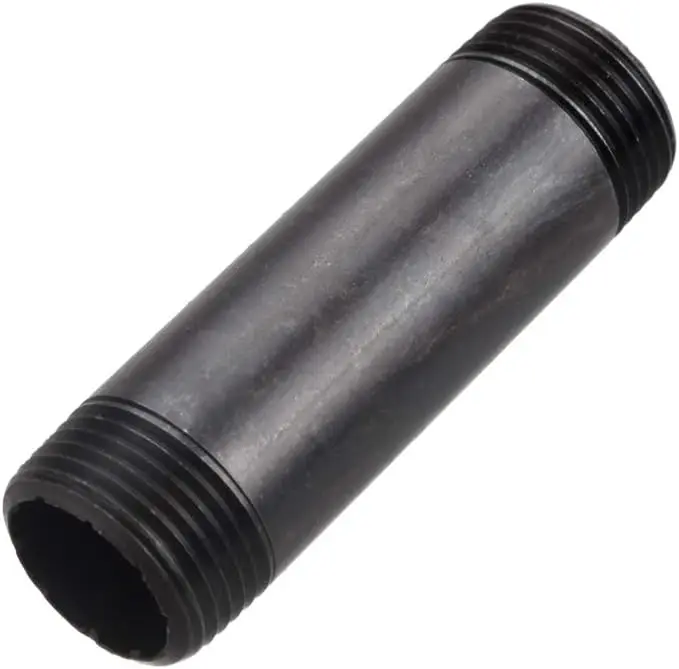 1 Inches x 4 Inches Black Malleable Steel Nipples Fitting for DIY Steampunk Industrial Vintage furniture