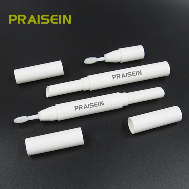 Praisein wholesale custom plastic eyebrow styling cream tube with brush, 2 in 1 white round eyebrow cream packaging tube