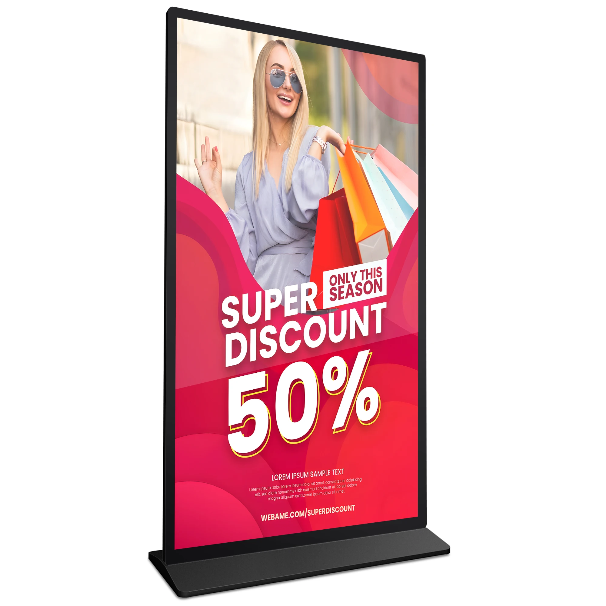 Full UHD 85Inch LCD Advertising Display Floor Standing Digital Signage Network Player WiFi Android Windows OS Touch Screen Kiosk
