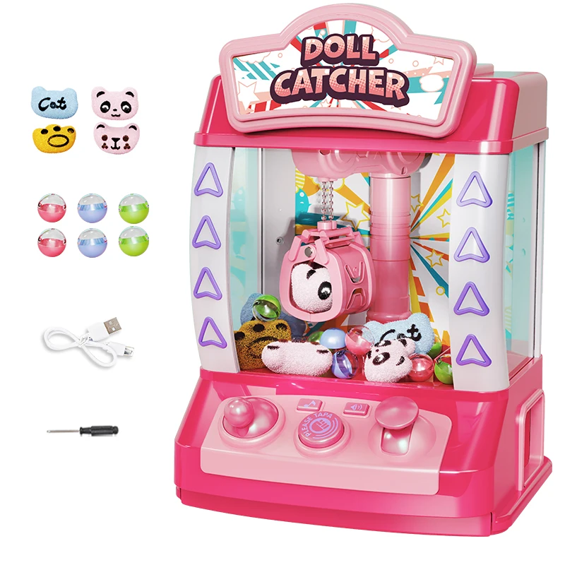 Electronic Arcade Plush Toy Claw Crane Machine Mini Doll Capture Claw Game Machine Coin Operated Toy For Kids Christmas Gifts