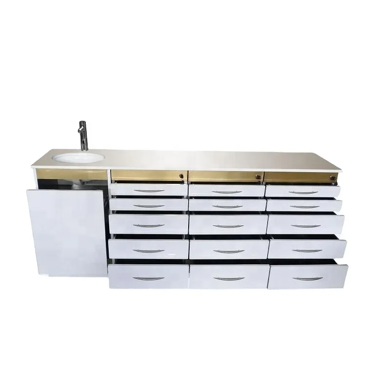 Luxury Medical Furniture Sensor Faucet Wash Basin Cabinet Drawers Dental Hospital Furniture