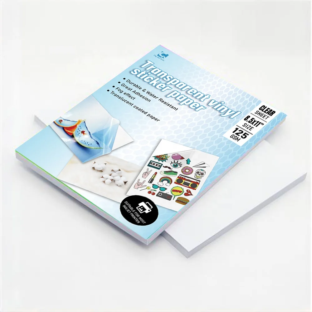 Professional Crystal Code Transparent Labels Pvc Waterproof Sheet Clear Vinyl Sticker Paper For Inkjet Printer