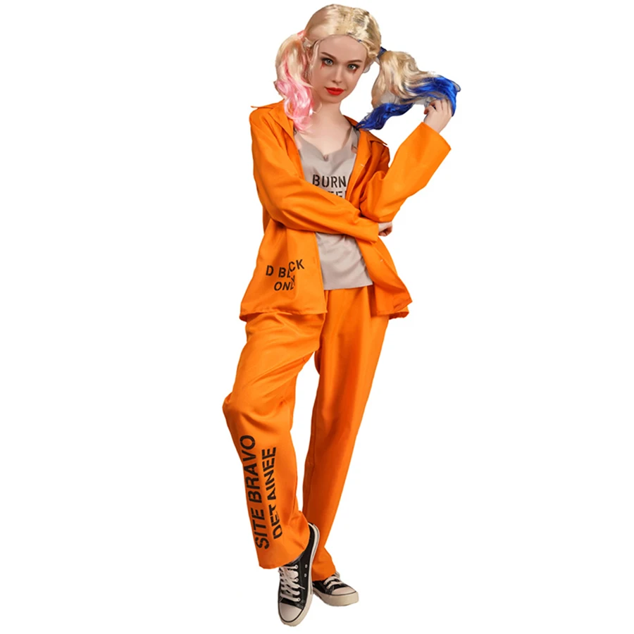 Orange Inmate Cosplay Jumpsuit Halloween Party Costume Uniform Set for Male and Female Couples Anime Style party novelties