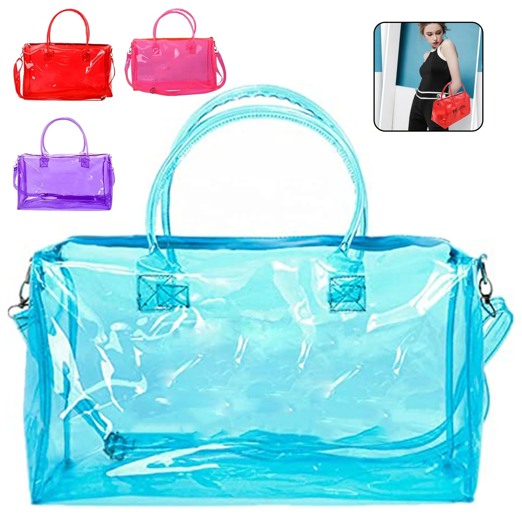 Travel Beach Tote gym Weekender Bag Transparent Duffel Bag colorful Large Capacity Sport PVC Light Weight Traveling Bag