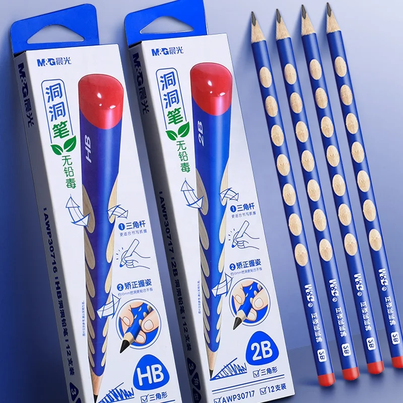 Andstal HB/2B Corrects Holding Posture Design Hole Pencils Standard Pencils Wooden Pencil For Kids Writing