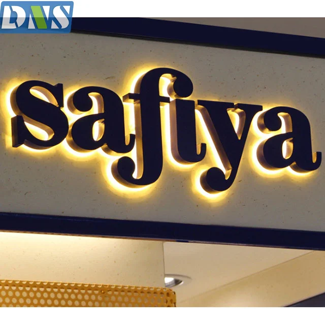 stainless steel letter custom jewellery in store aisle signs hotel name sign backlit