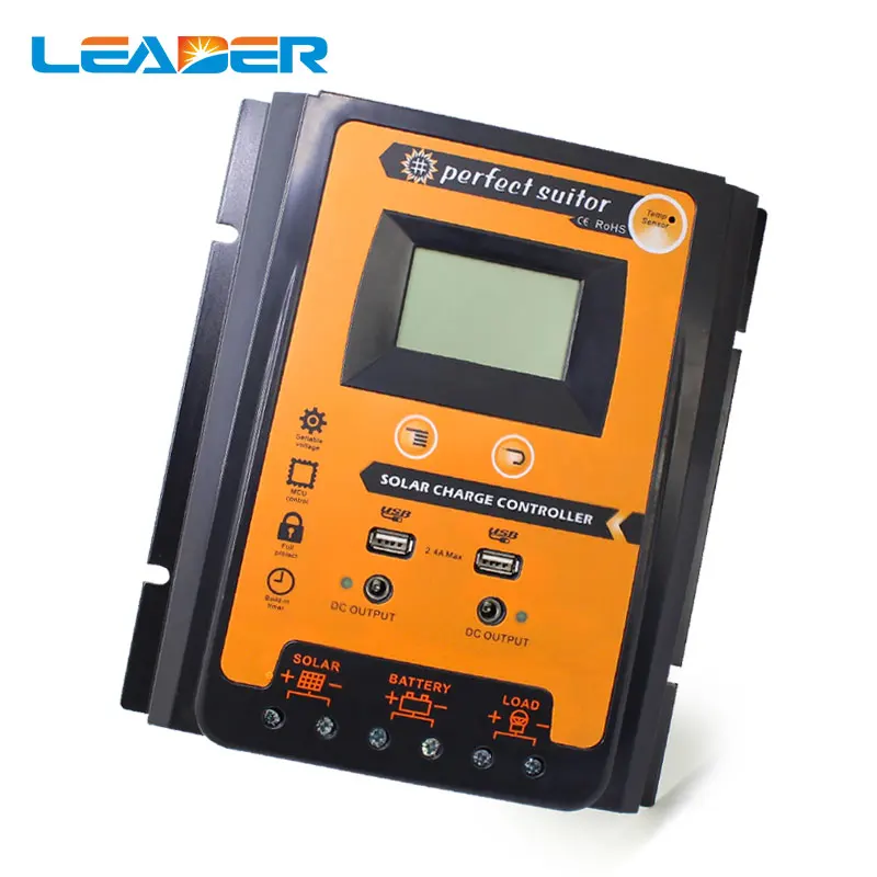 12V/24V auto PWM Intelligent Solar Charge Controller Regulator LCD Display USB output for Lithium and Lead-acid battery