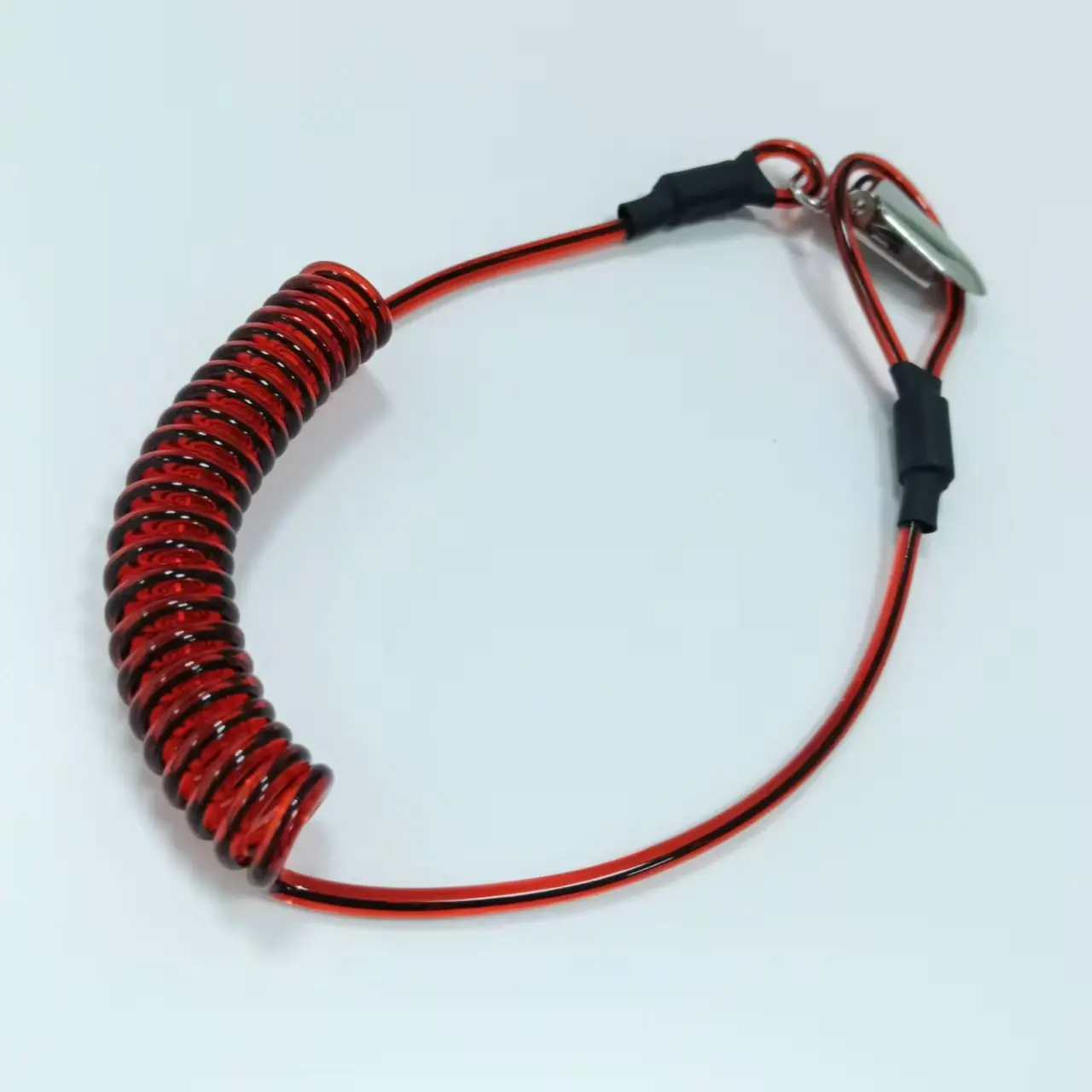 customized TPU spring Steelwire ropes with loop end hard hat coil tether steel cord Tools  coiled braided lanyard
