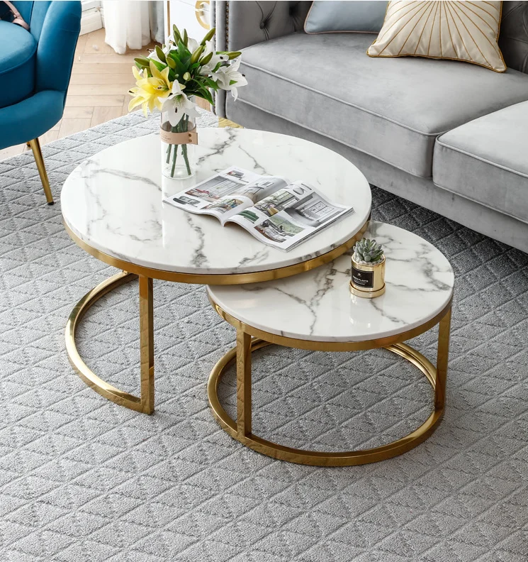 Cheap price popular round modern living room furniture coffee table set of 3 coffee table design