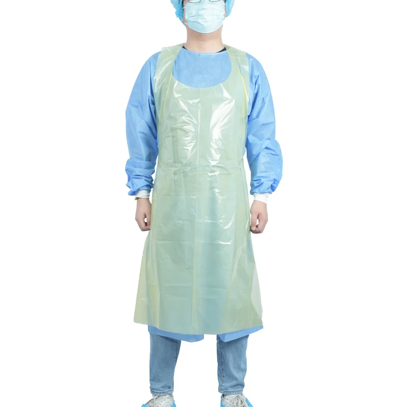 Bib Style Flat Pack Apron with Back Ties Clear Polyethylene Smock Cooking Waterproof Disposable Apron