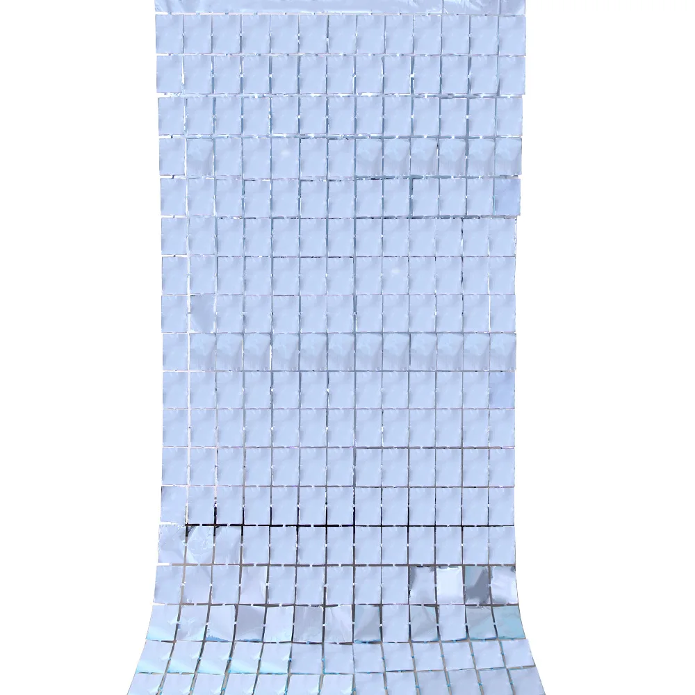 Foil Fringe Square Curtain Party Decorations Square Curtain Photo Backdrop Props Suitable for Birthday Party