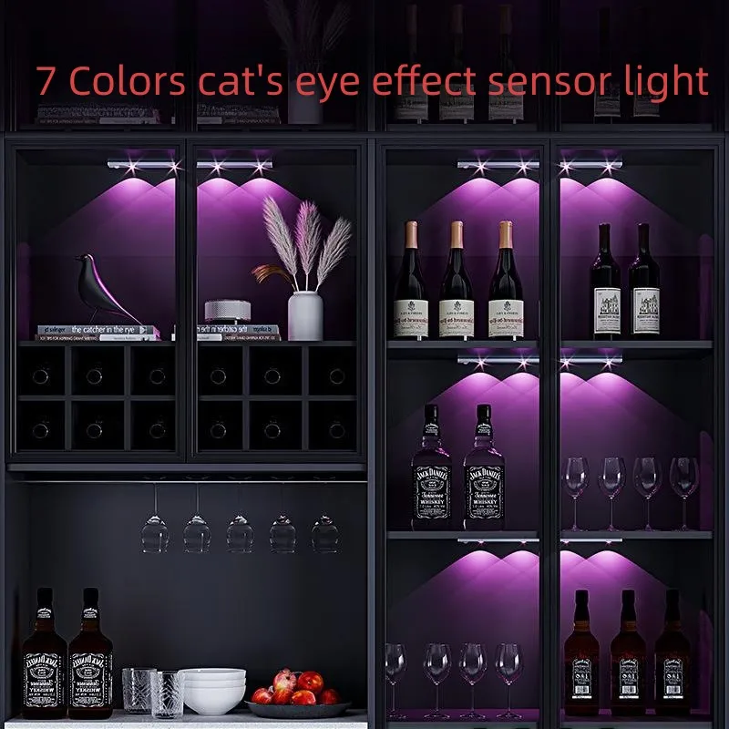 Датчик человеческого тела со светодиодным перезаряжаемым «кошачьим глазом» беспроводное крыльцо винная лампа под шкафом светодиодная