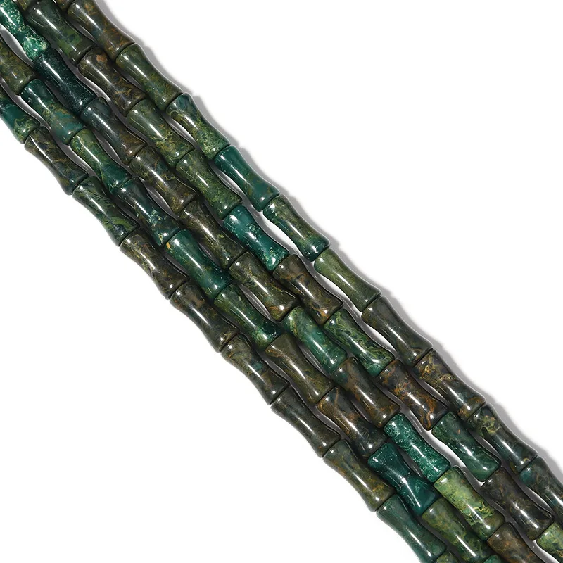 5x12mm Natural Dark Green Jasper Stone Beads Gemstone Tube Beads For Necklace Bracelets Jewelry Making (AB2040)