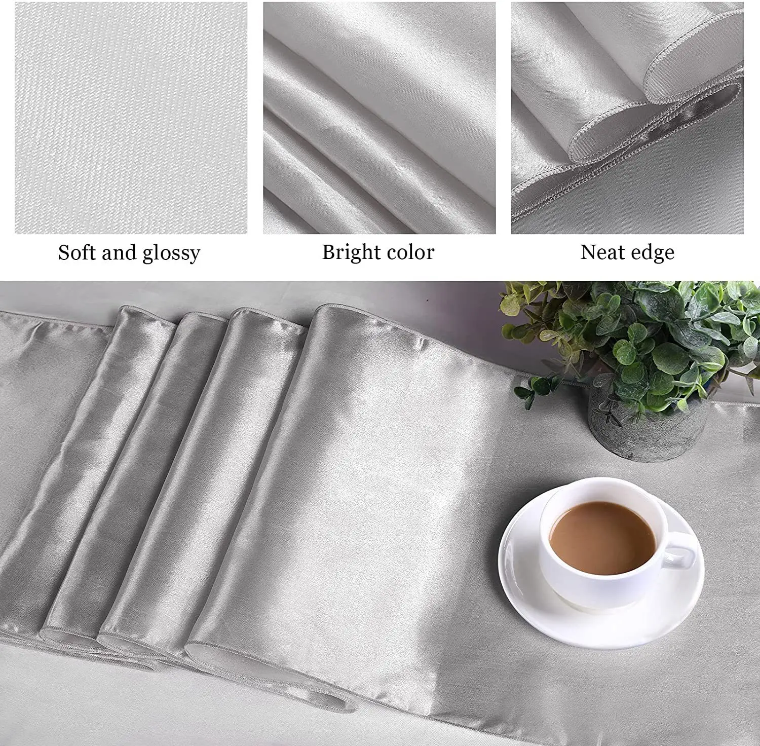 Wholesale Hot Table Runner Luxury Decorations Satin White Gold Red Table Runners For Wedding Birthday Party Event