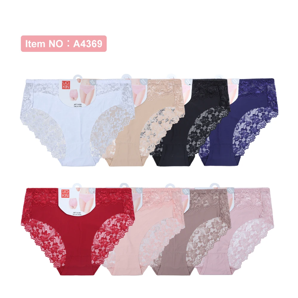 UOKIN ladies panties underwear sexy transparent back full lace nylon briefs 3xl high rise underwear A4369