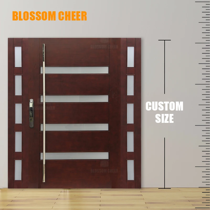 Hot Selling Exterior Security Front Entry Security Pivot Modern Huge Wooden Glass Entrance Pivot Door For Houses Villa Home Door