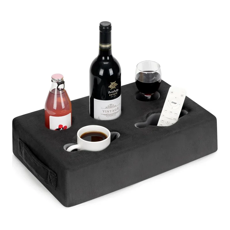 Factory Price Soft Couch Holder Armrest Table Storage Cup Holes TV Remote Control Holder With Handles