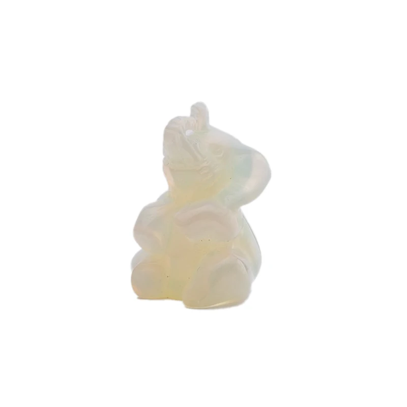 Muelson Wholesale Elephant Ornament White Elephant Decorations with Small Crystals Carved Quartz Gemstone Natural Stone Ornament