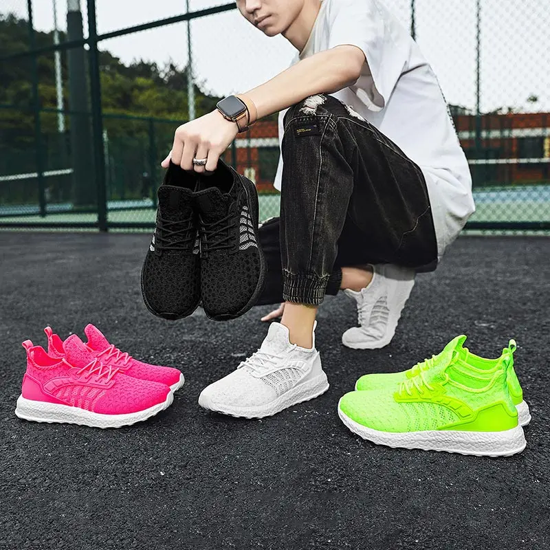 36-46 Custom Logo super light men fashion wedge Sneakers Mens casual shoes fly knit sneakers for men