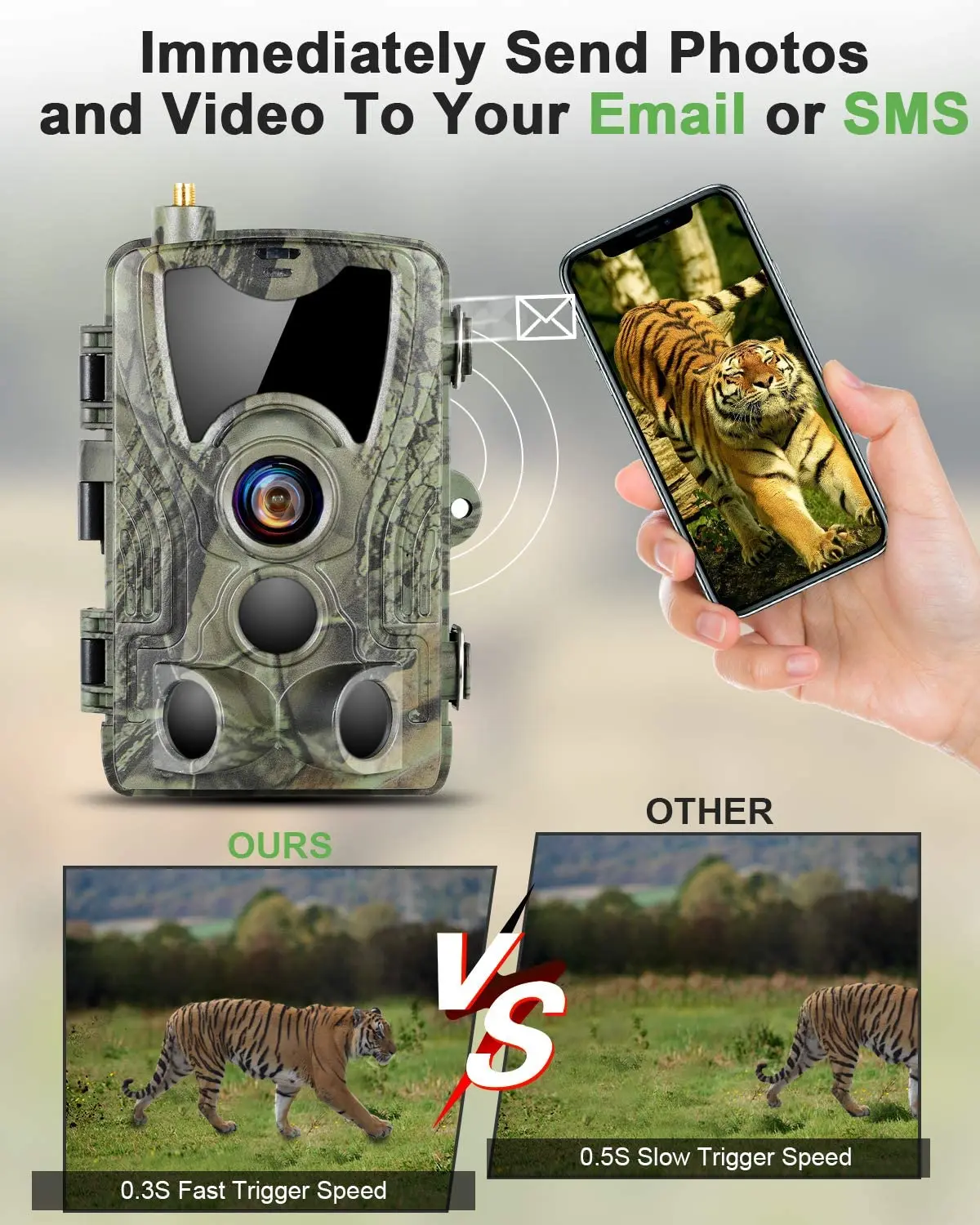 
GSM Wilflife Camera HC-801M Hunting Camera 20MP 3PIR 120 Degree Motion Detection Scouting Trail Camera 