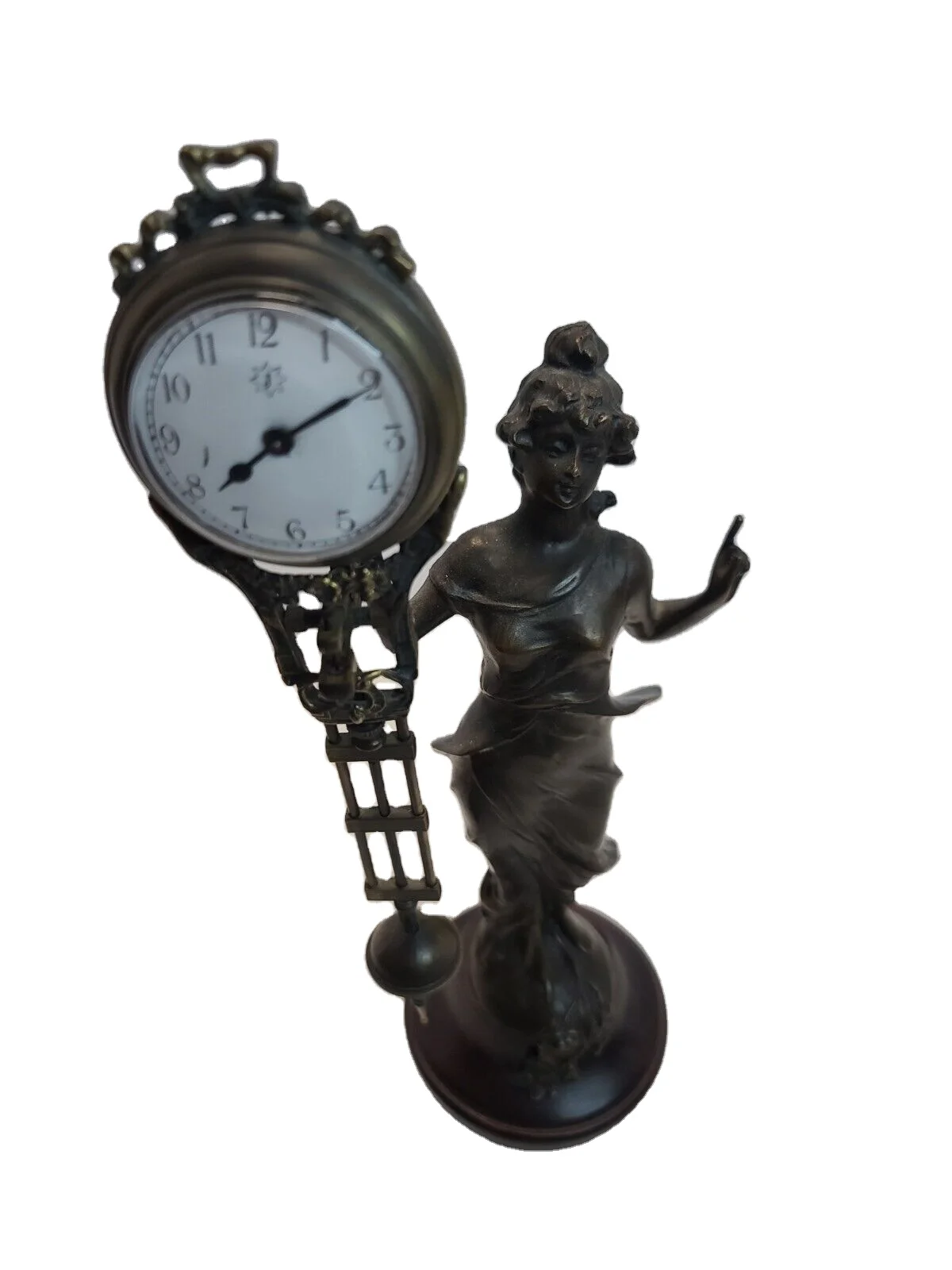 Imitated from 17th America Antique Brass Diana Style  Figure 3 Days Swinging Swinger  Pendulum Mechanical Table Clock/Watch