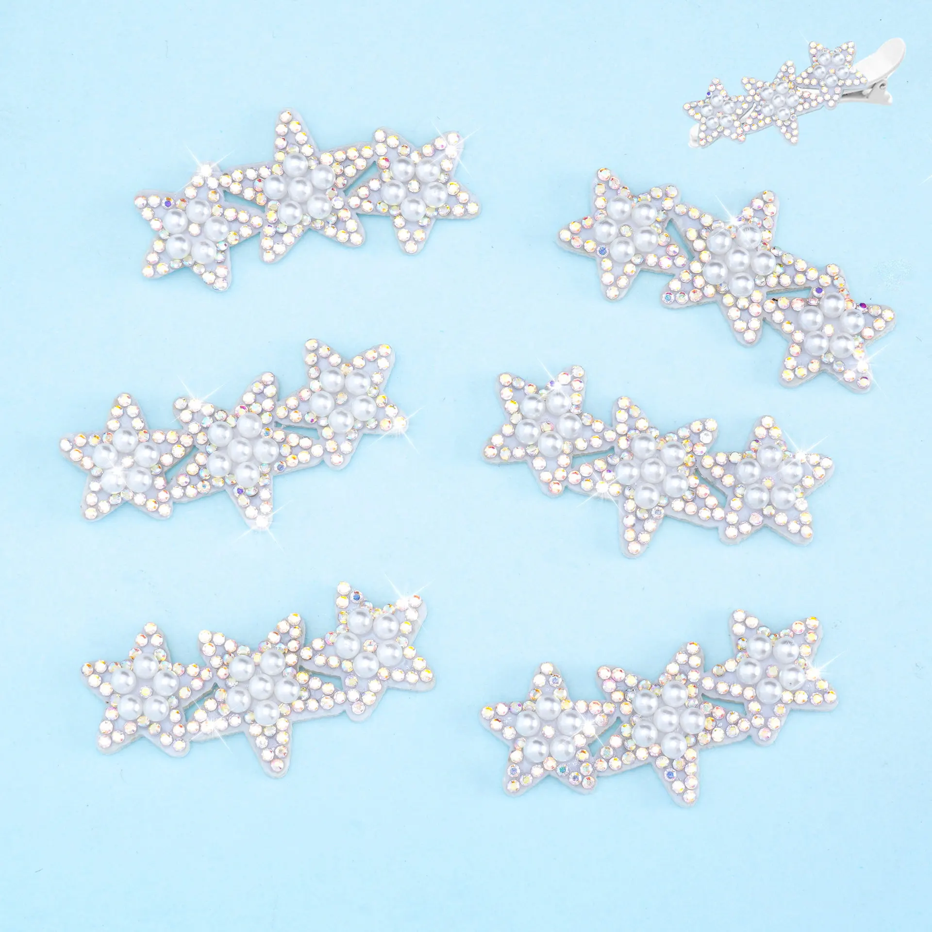 Нетканая звезда, горячая Алмазная карта, три прямые пятиконечные звезды, горячая алмазная паста, аксессуары для волос, одежда со стразами