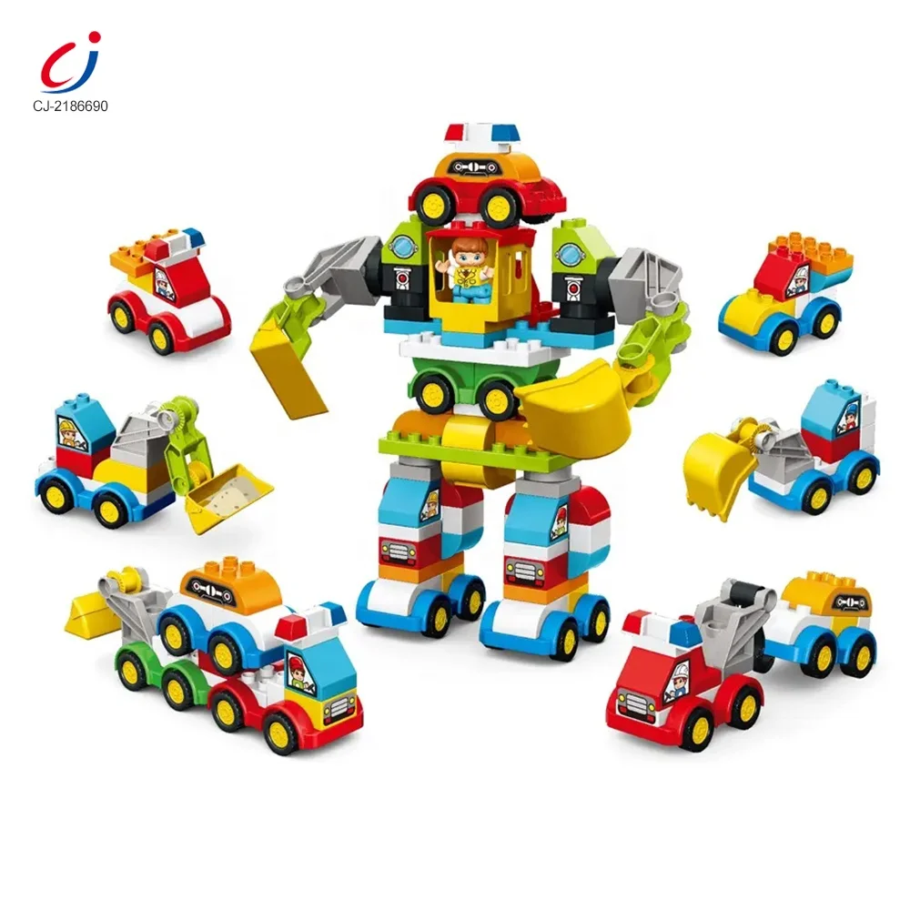 Education kids creative diy construction car assemble stem building blocks robot