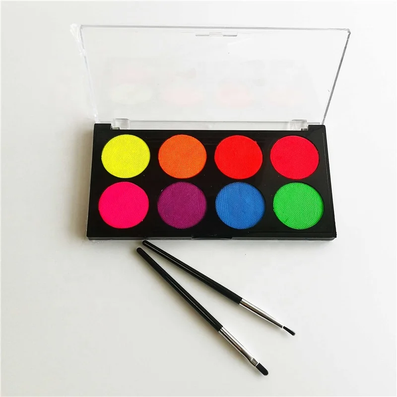 neon face paint palette water activated eyeliner palette private label custom 8 color UV