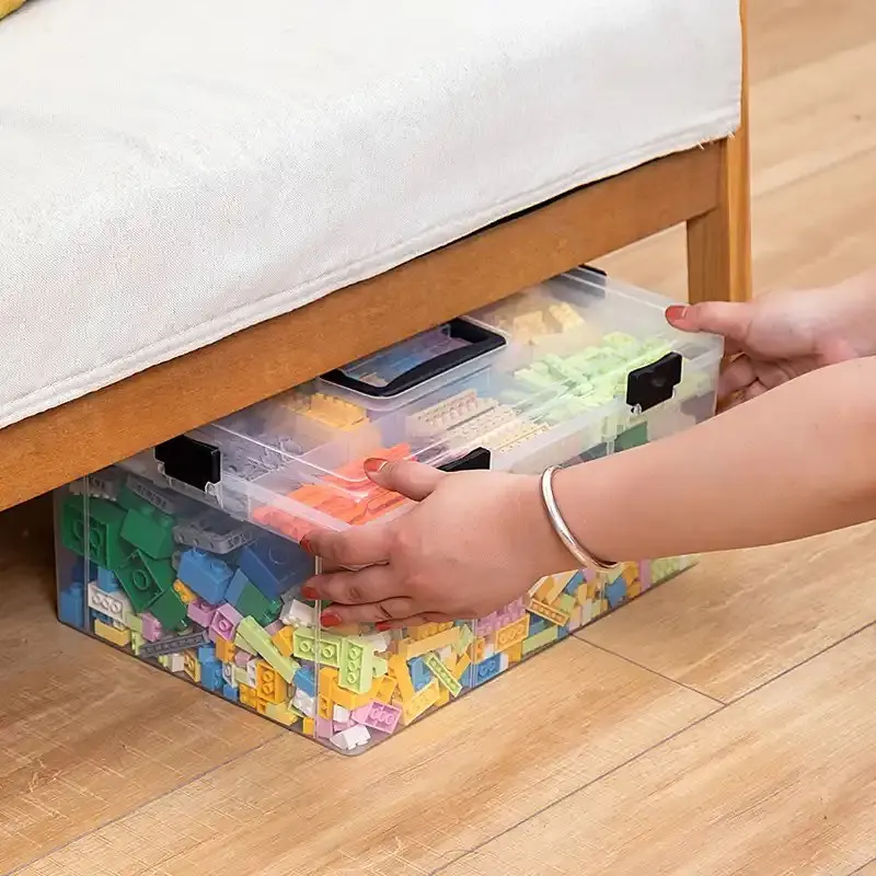 Storage Organizer Divided Detachable Storage Box Toy with Lid Children Foldable Opp Bag Transparent Multi Functional Plastic