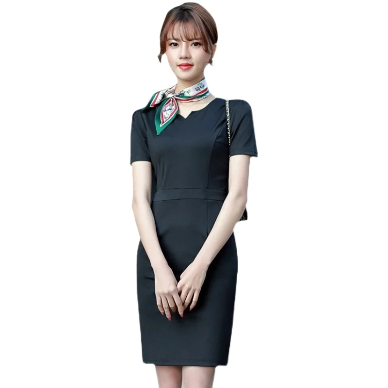 Hotel Women Staff Formal Clothes Ladies Work Dress Skirt Shirt Vest Suit 5 Star Hotel Reception Uniforms Sets