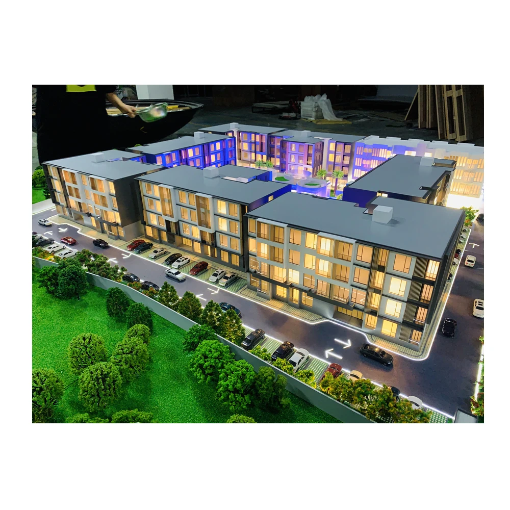 Architectural office building model design, architectural residential building model with lighting system