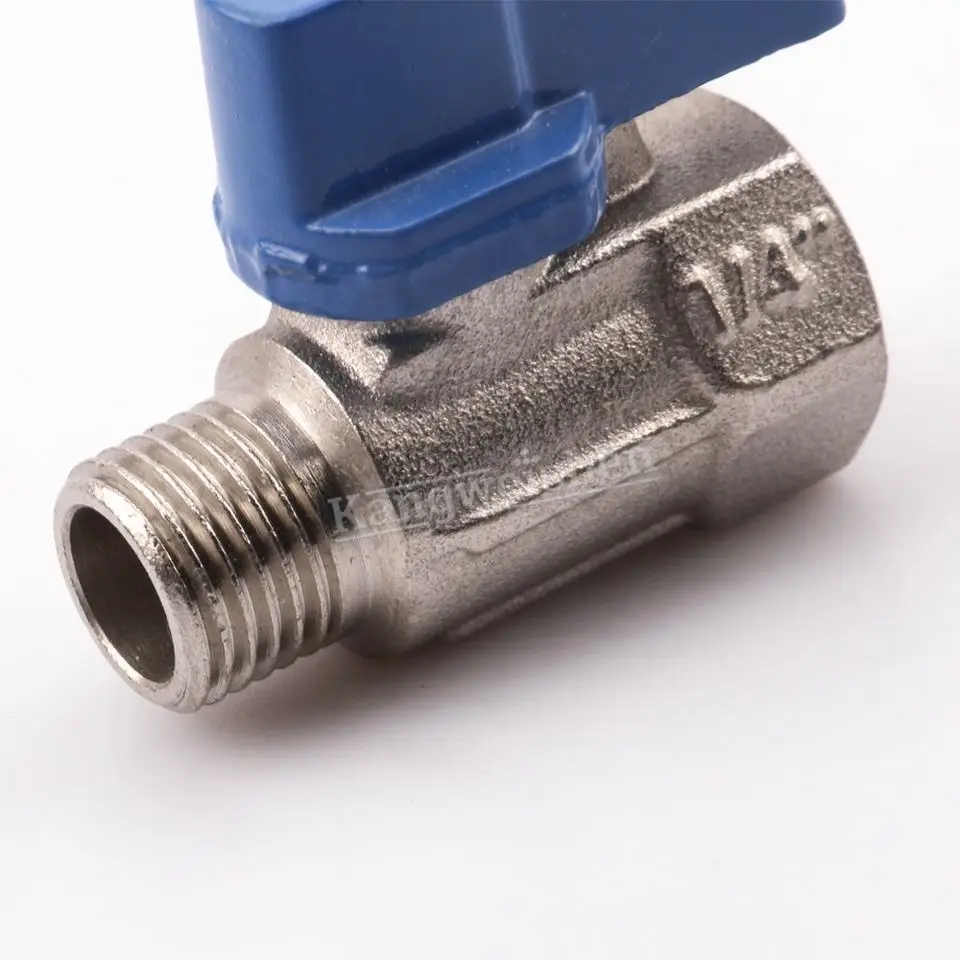 Kangweishen Premium Chrome BSP 1/8 to 1/2 Inch Forged Brass Mini Ball Valve with Plastic Aluminum Butterfly Handle