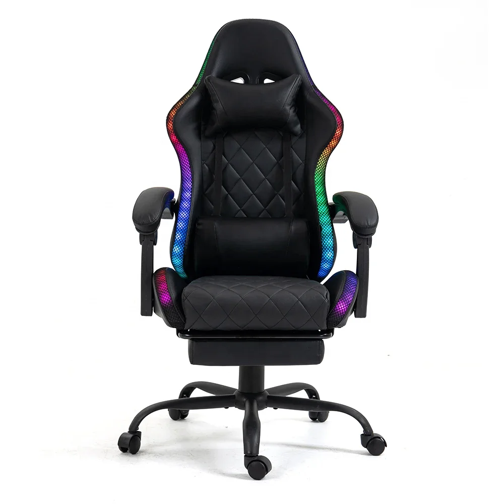 white gaming chair with LED Light ergonomic best computer office chair for gaming
