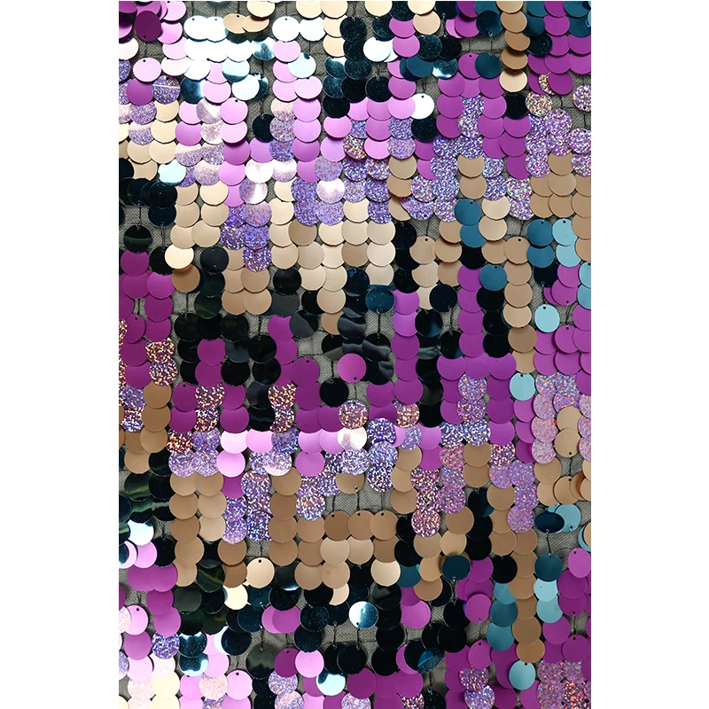 Wholesale Luxury Multicolore Polyester Costume Reversible Shimmer 18mm Sequin Curtain Textile Fabric For Backdrop