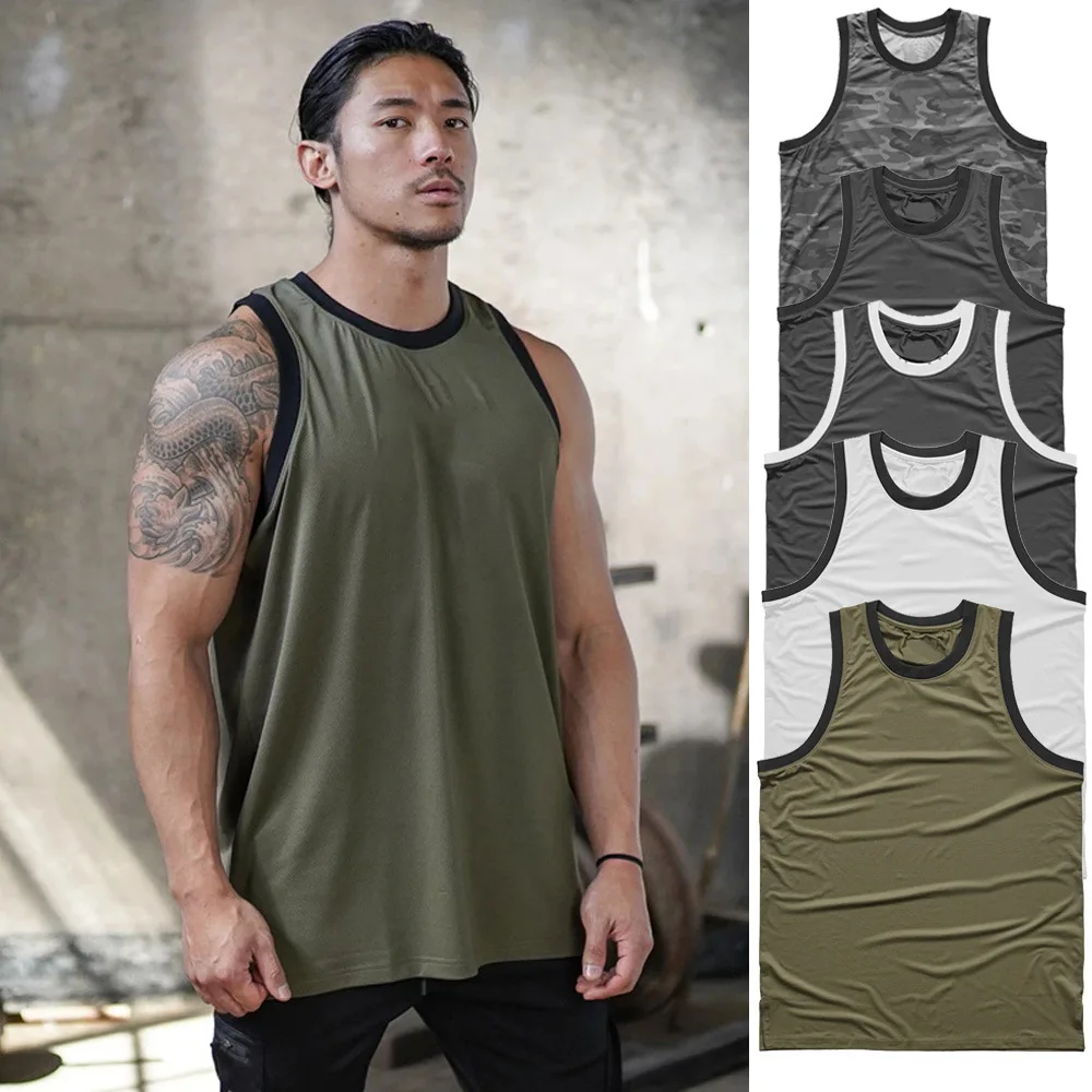 Summer Hot Selling Mesh Slim Vest Blank Design Round Hem Movement Gym Breathable Quick Dry Mens Tank Tops Workout Vest