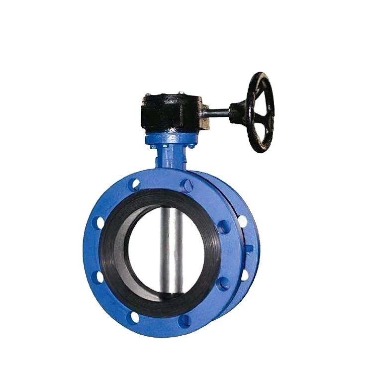 COVNA Manual Hand Gear Operated Cast Iron Double Flange Butterfly Valve