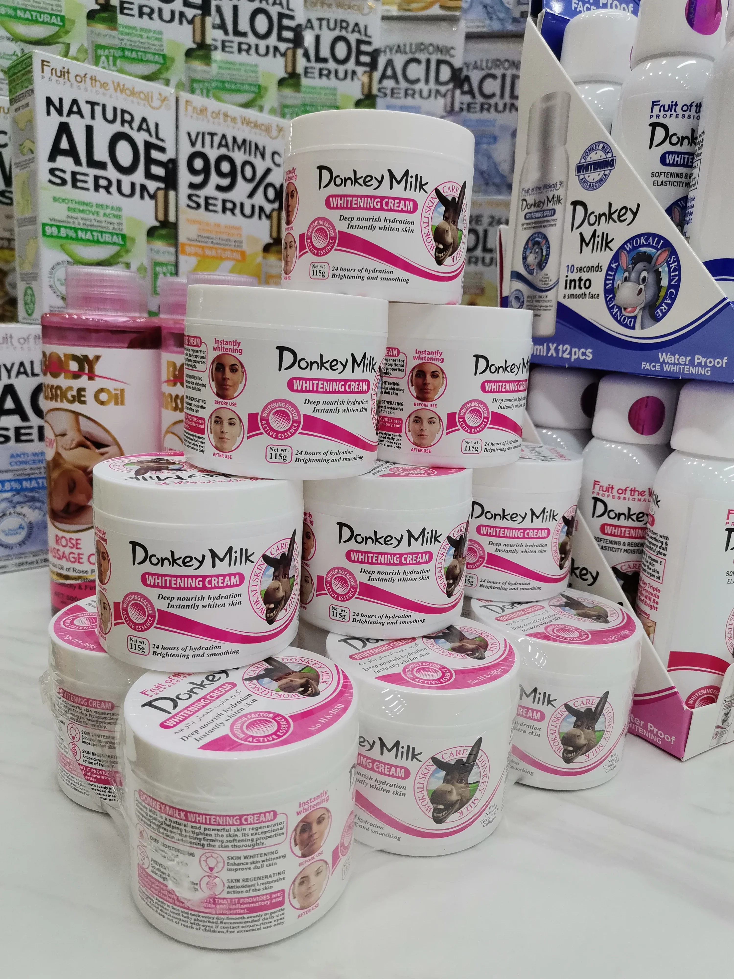 Wokali  Pure Natural Fruits Extract 115g BLUE Donkey Milk Whitening Cream of Brightening Nourishing and Moisturizing Function