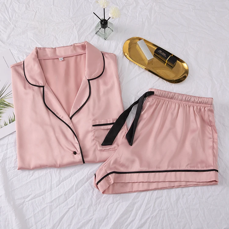 Custom Pajamas Solid Wear Kids Night Suits Sleeping Toddler Boys And Girls short Satin Silk Pyjamas Kids Sleepwear Sets