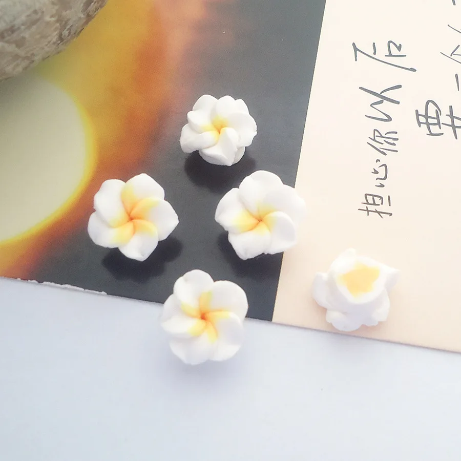 10MM Small Pulmeria Polymer Clay Flower Without Hole For Jewelry Making Necklace Earring DIY Decoration Nail Art Phone Case