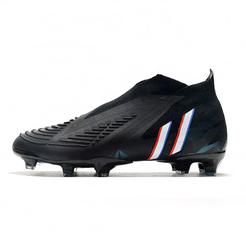 Black 22 Predator Edge Geometric.+ FG9 Soccer Boots Electroplated Knitted High Top Soccer Cleats Boots