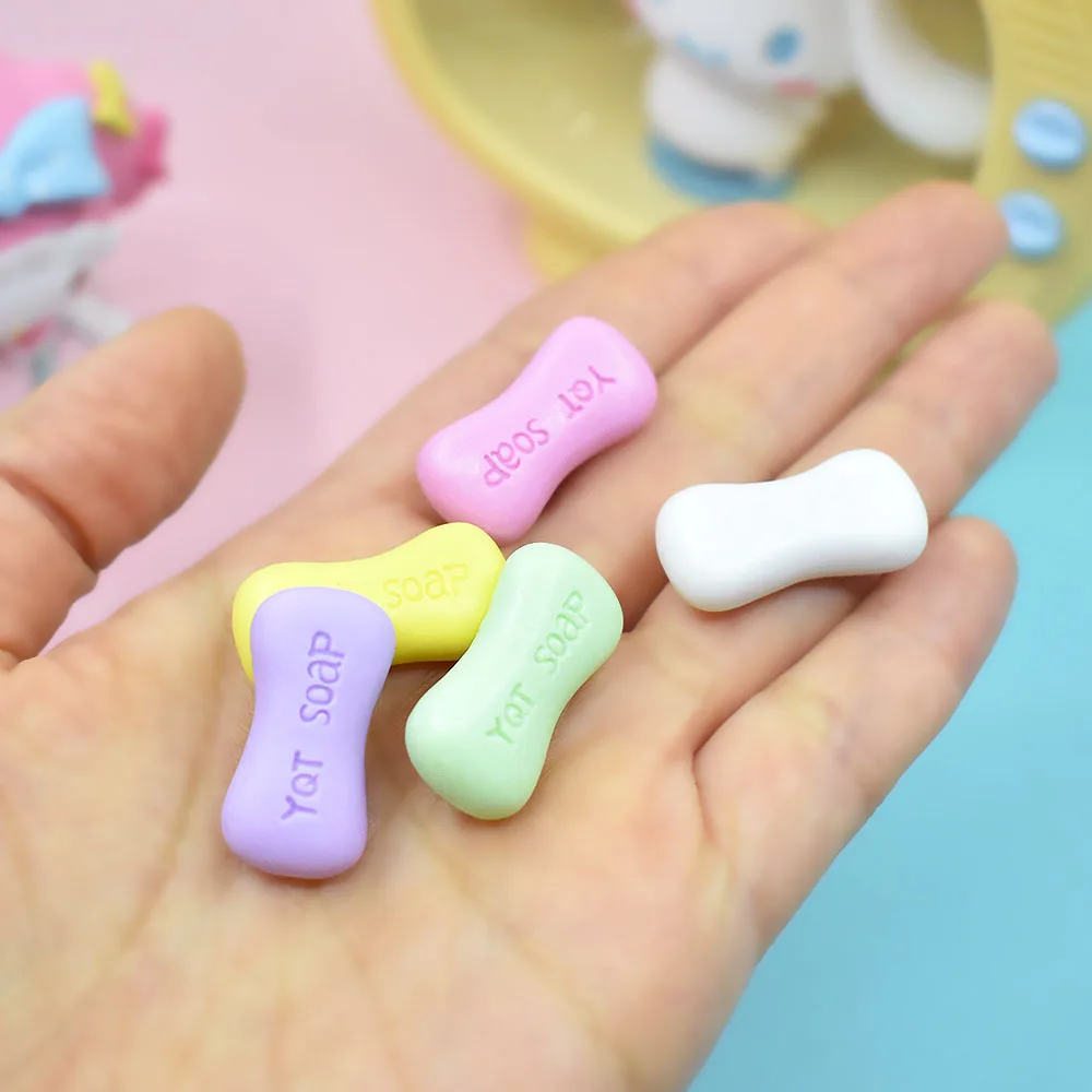 Kawaii Miniature Soap And Soap Box Resin Charms For DIY Cream Glue Phone Case Accessories Dollhouse Mini toys Crocs Decoration