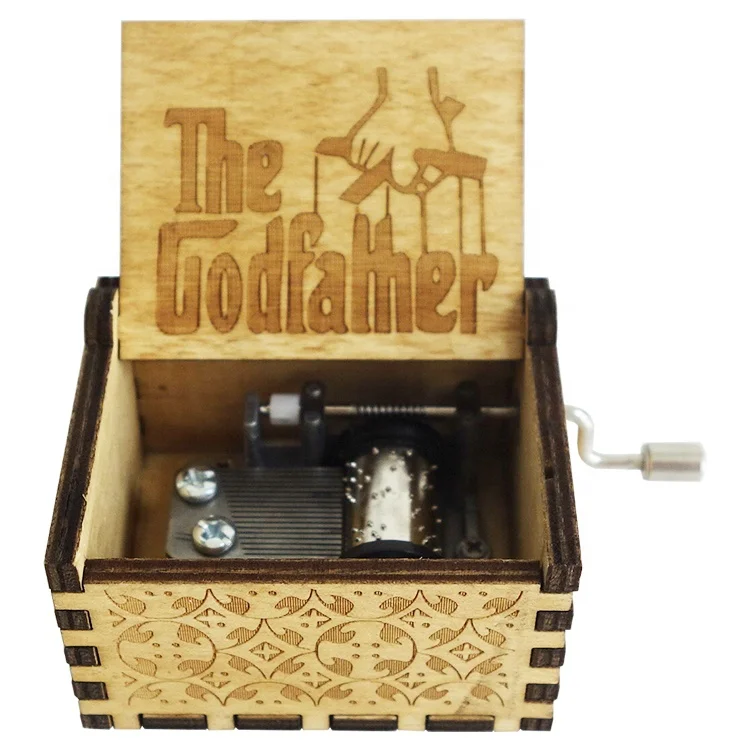 Vintage Wooden Hand Crank The Godfather Music Box