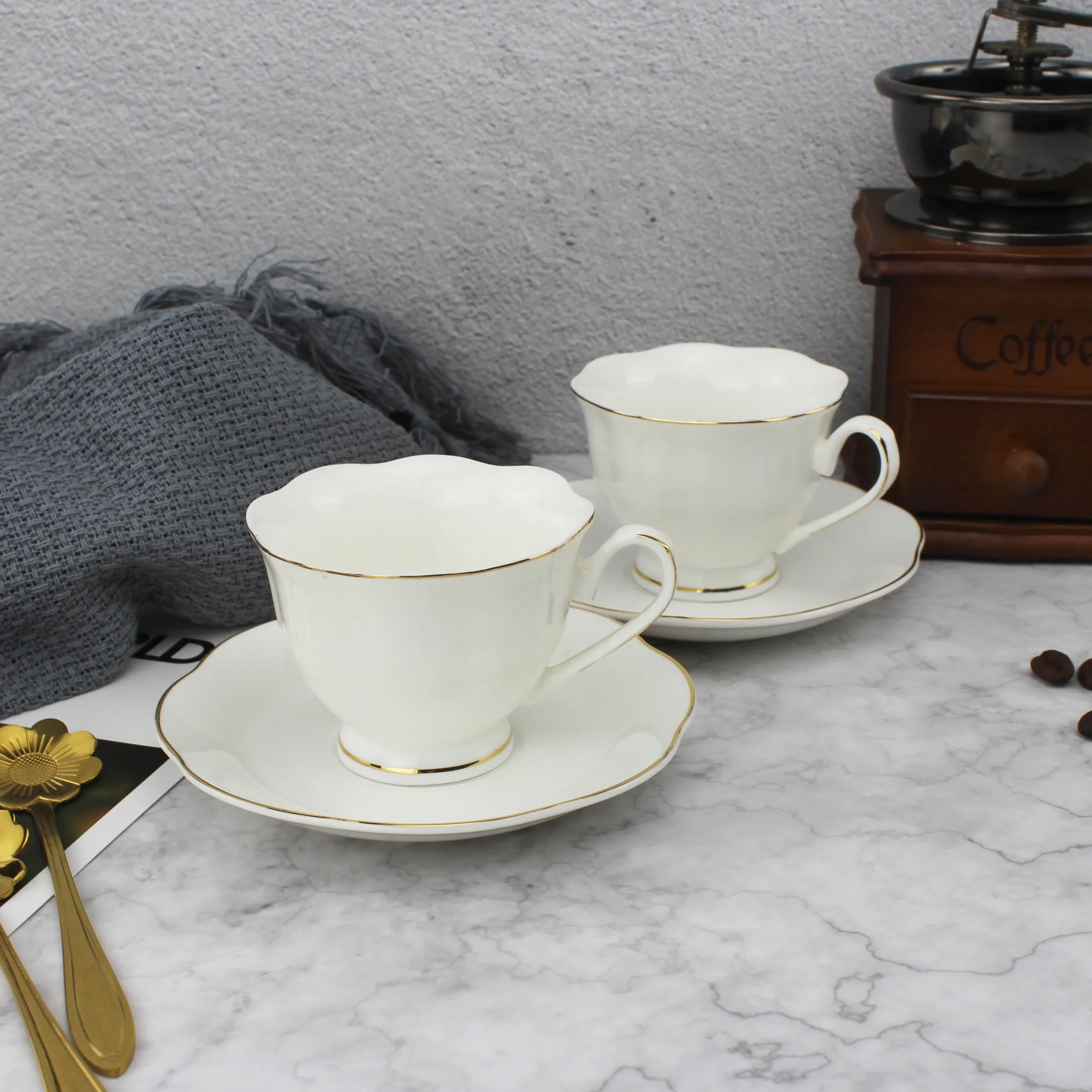 80cc чашки для эспрессо с золотой отделкой 10 карат, блюдца, кофейная чашка и блюдца из фарфора, керамическая кофейная чашка с блюдцем