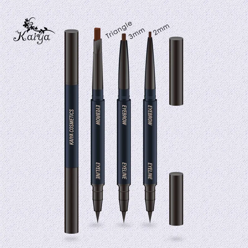 Two in One Organic Eyebrow Makeup Waterproof Smooth Eyeliner Pen Sweatproof Liquid Eye Liner Retractable Brown Eye Brow Pencil
