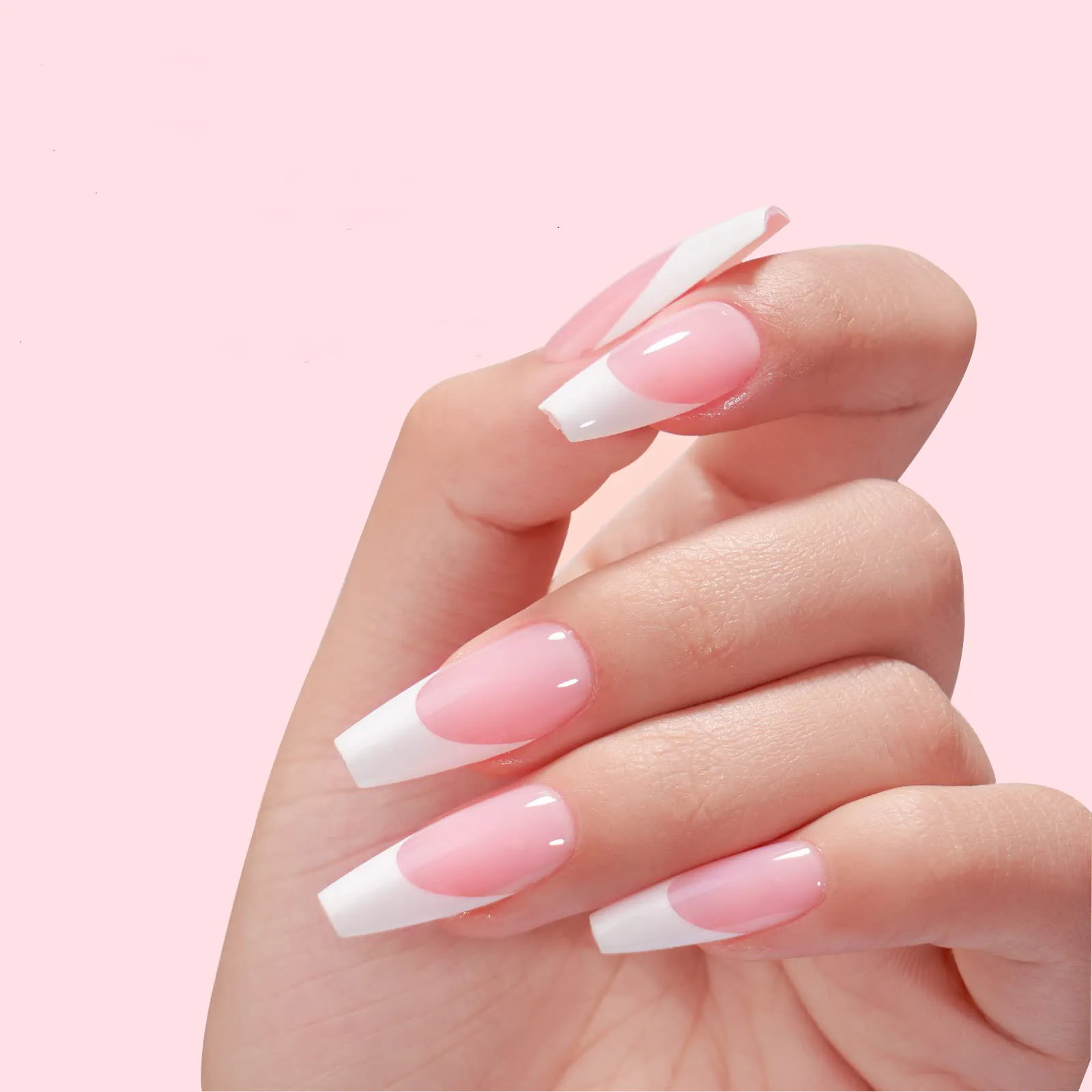 TSZS 9 Grids French Gel X Tips Press On Nails Long Almond Square Nude Pink French Toe Nail Tips Fake Nails Wholesale