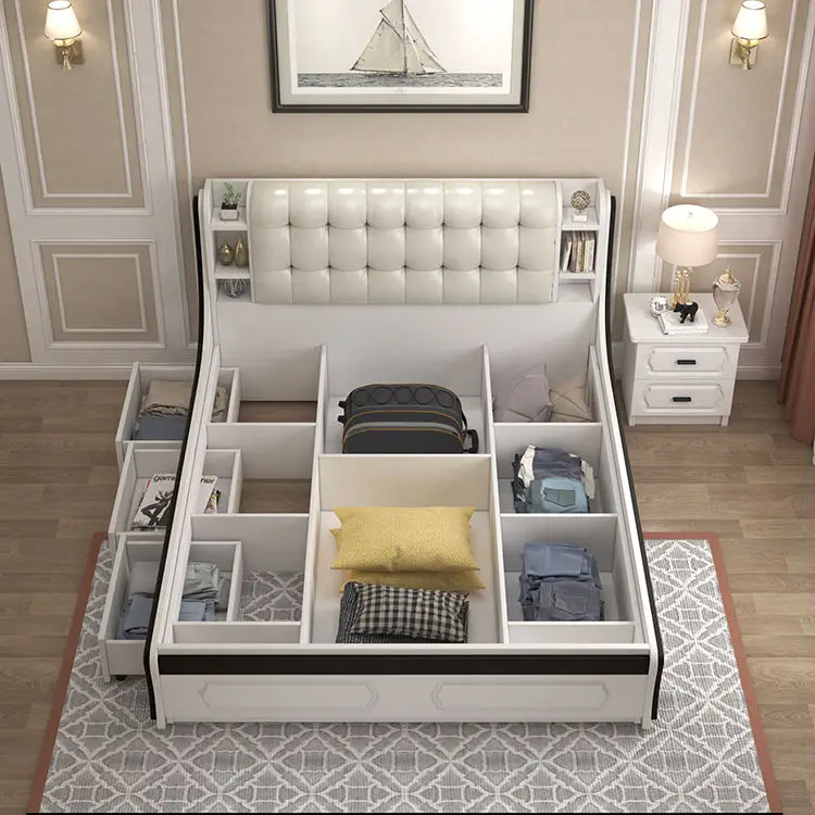 Итальянская роскошная мебель для спальни, современный комплект современной дизайнерской мебели для спальни большого размера, кожаная кровать