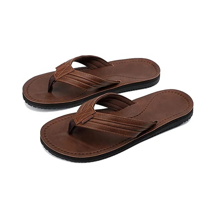 Flip Flops Mens Thong Sandals Leather Casual Comfort Flat Slides Slippers