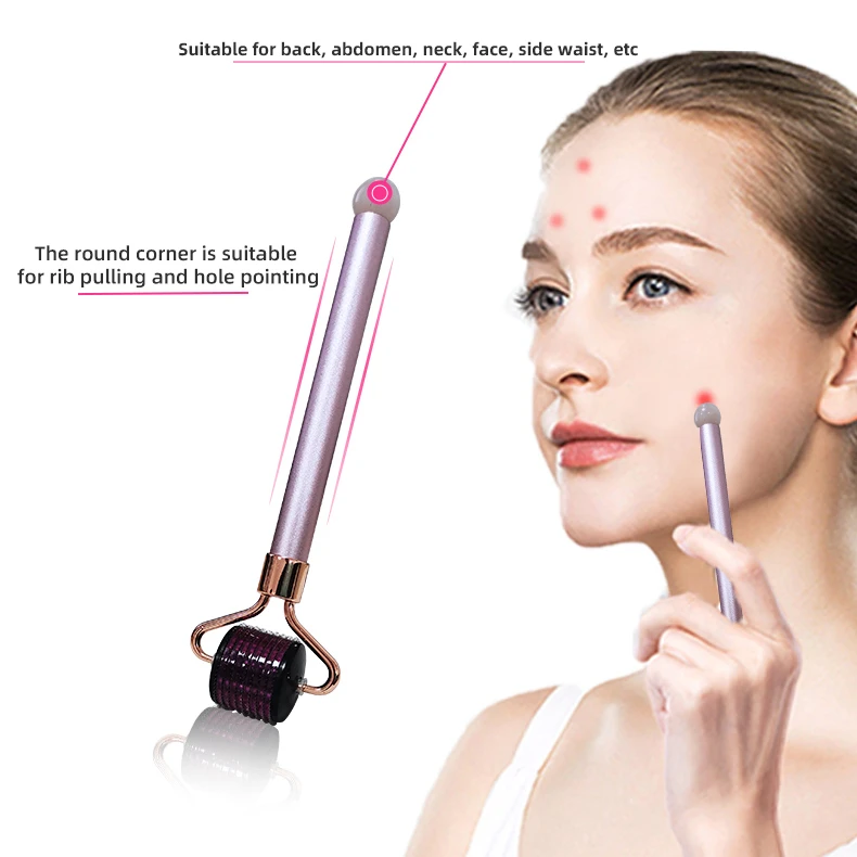 Pink Derma Roller Dermapen For Beard Growth Titanium Derma Micro Roller For Men Derma Ice Roller 540 Titanium Needles Cosmetic