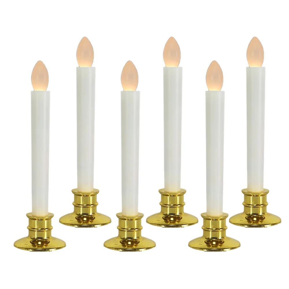 Flameless Taper Wedding Decoration Battery Operated Dinner Wedding Brass Golden Taper decorative Steel Metal led candle light